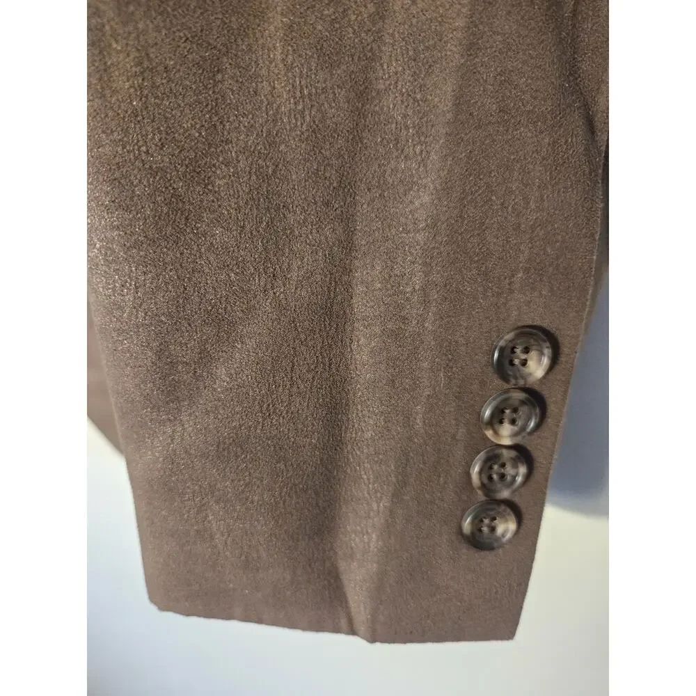 Bellissimo Men's Brown Sheen Blazer Size 46R Jaquard Lining 2 Button Dbl Vent